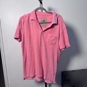 OAS Pink Terry Polo Shirt - Men's Casual Short Sleeve medium